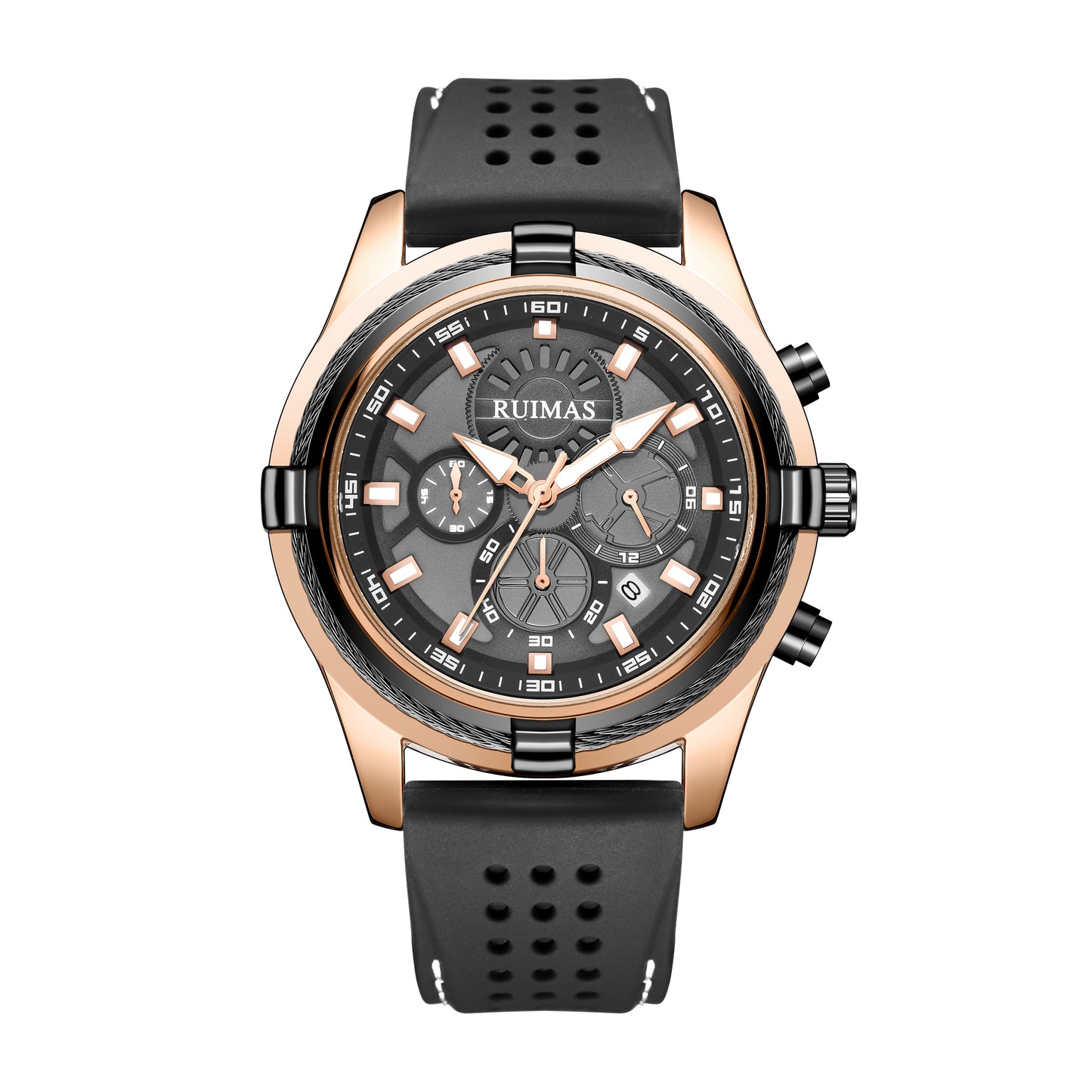 RUIMAS Top Luxury Quartz Wristwatches Men Silicone Large Dial Military Sports Watches Waterproof Luminous Date Reloj Hombre