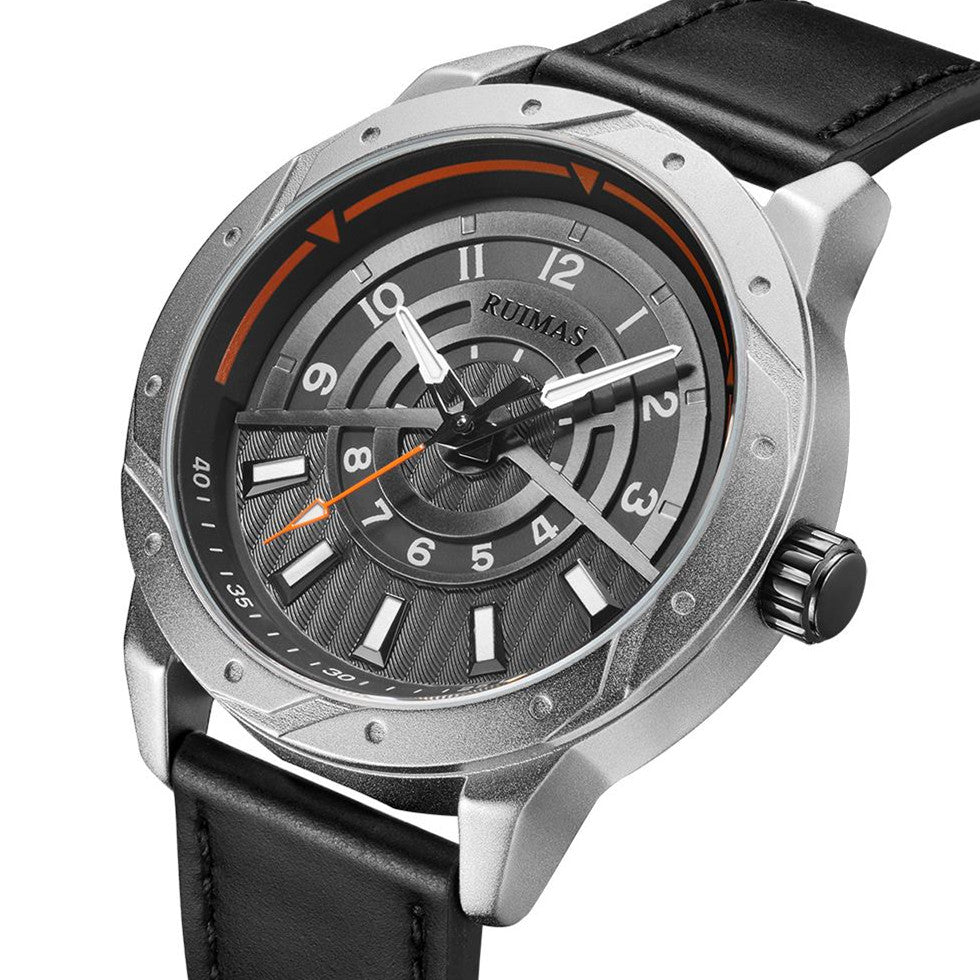 RUIMAS Men Wristwatch Luxury Leather Sports Military Wrist Watches Waterproof Large Dial Casual Quartz Clock Relogio Masculino