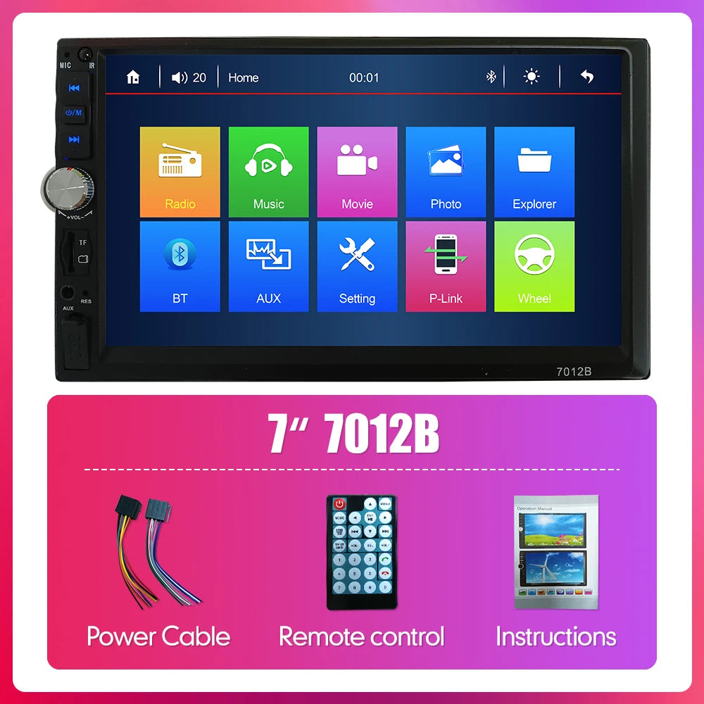 7010B 7012B 7018B 7023 7" Touch Screen Car Radio Double Din Car Stereo MP5 MP3 Player with Bluetooth FM/USB/AUX