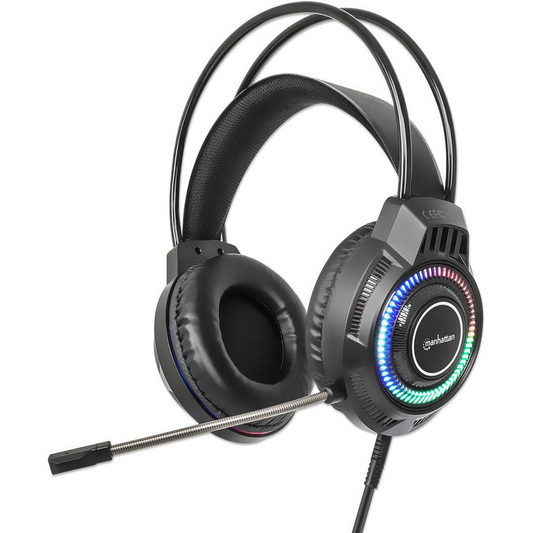 Manhattan 180696 słuchawki/zestaw słuchawkowy Przewodowa Opaska na głowę Gaming USB Typu-A Czarny (180696)