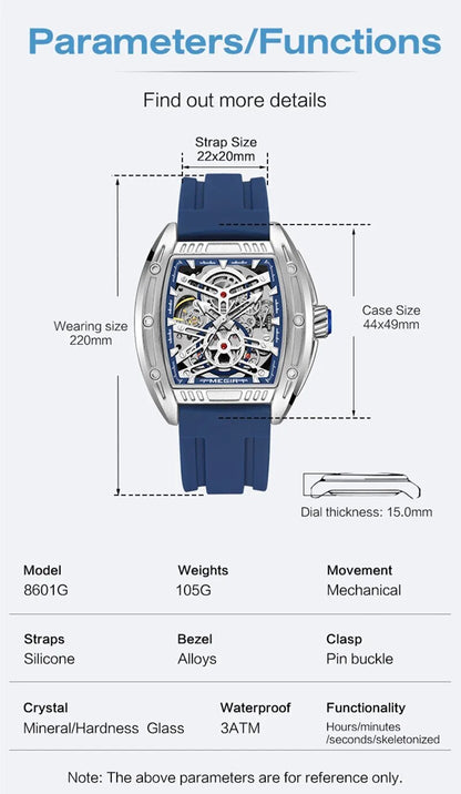 MEGIR Original Luxury Sport Watch for Men Silicone Band Automatic Mechanical Movement WristWatches Luminous Clock Reloj Hombre