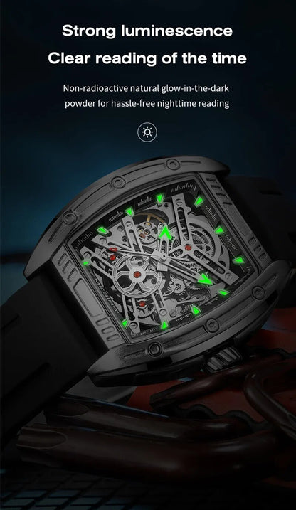 MEGIR Original Luxury Sport Watch for Men Silicone Band Automatic Mechanical Movement WristWatches Luminous Clock Reloj Hombre