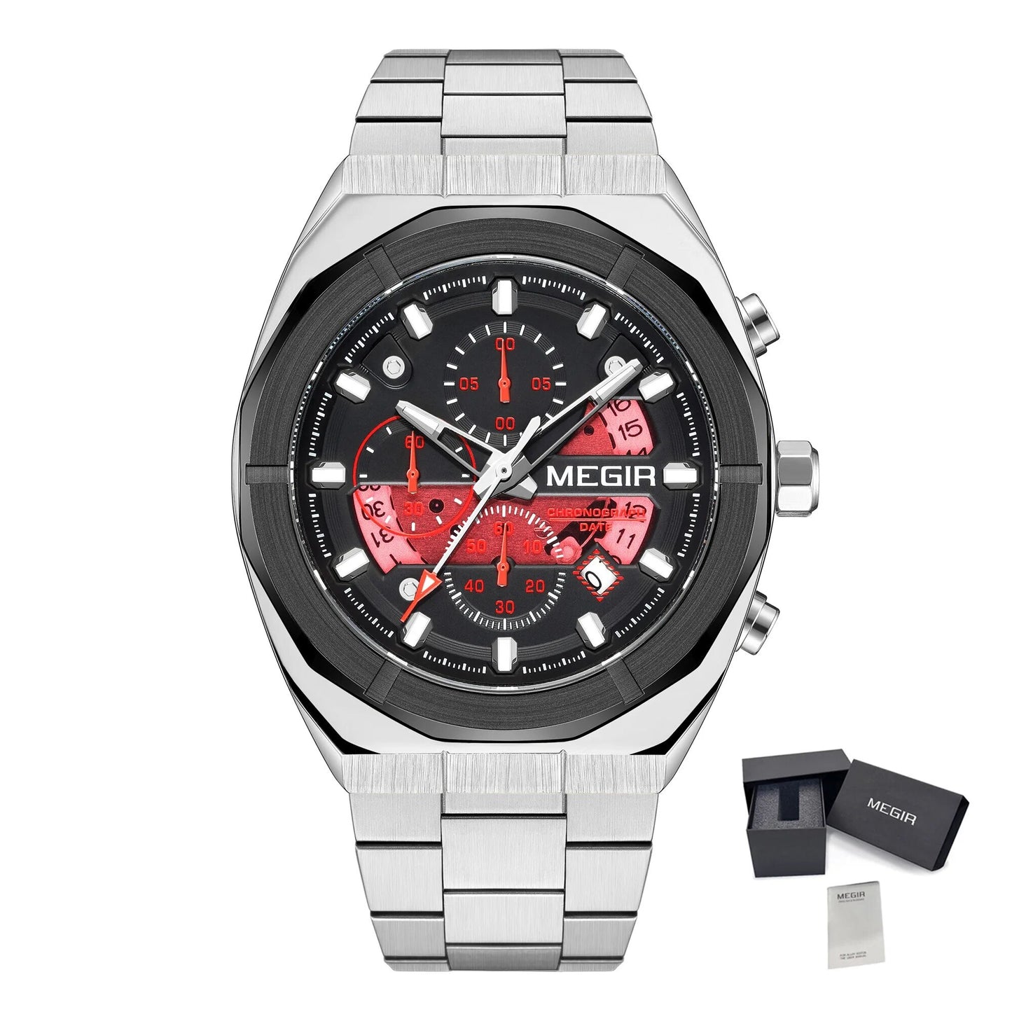 MEGIR New Watch for Men Top Brand Luxury Casual Quartz Wristwatch with Chronograph Waterproof Luminous Auto Date Reloj Hombre