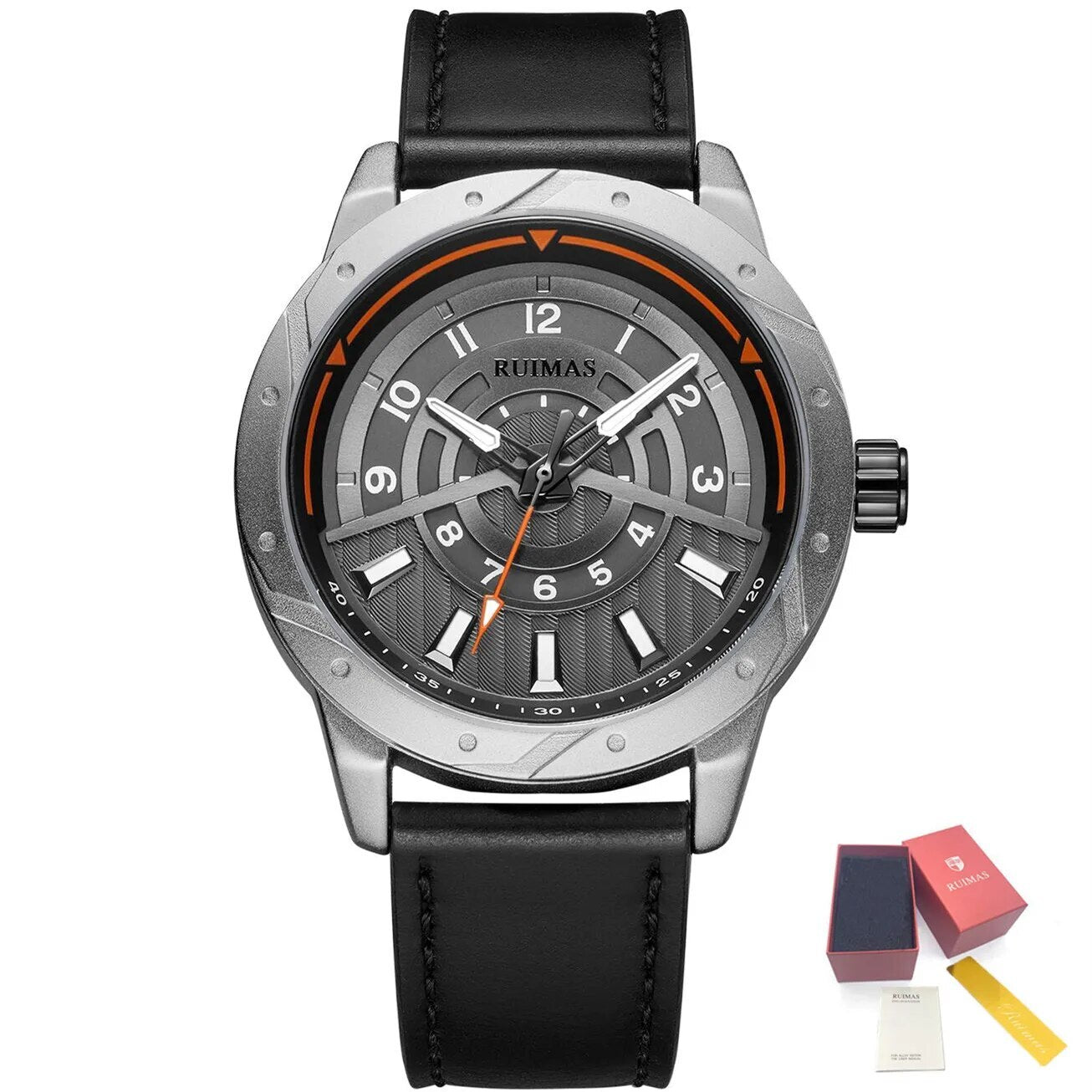 RUIMAS Men Wristwatch Luxury Leather Sports Military Wrist Watches Waterproof Large Dial Casual Quartz Clock Relogio Masculino