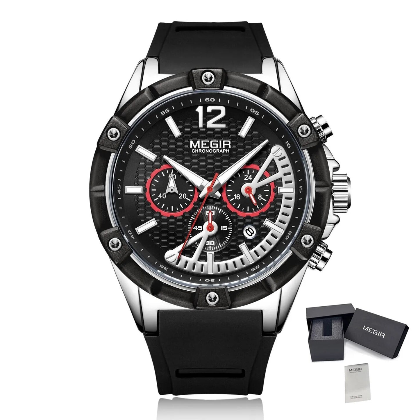 MEGIR Fashion Mens Watches Top Brand Luxury Silicone Sport Military Watch Chronograph Date Waterproof Wristwatch Male Clock 2083