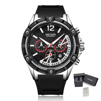 MEGIR Fashion Mens Watches Top Brand Luxury Silicone Sport Military Watch Chronograph Date Waterproof Wristwatch Male Clock 2083