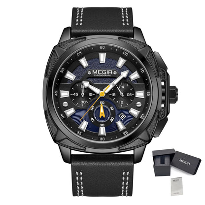 MEGIR Relogio Masculino Watches Men Fashion Leather Band Sports Military Watches Luxury Quartz Business Wristwatch Reloj Hombre