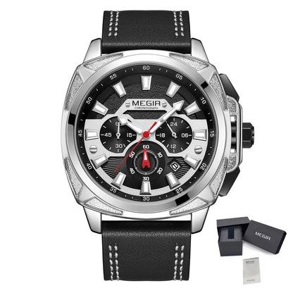 MEGIR Relogio Masculino Watches Men Fashion Leather Band Sports Military Watches Luxury Quartz Business Wristwatch Reloj Hombre