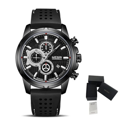 MEGIR Brand Luxury Sport Quartz Watch Silicone Chronograph Men Wristwatches Waterproof Male Calendar Clock Wrist Watch 2101