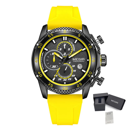 MEGIR Mens' Watches Luxury Fashion Military Sport Watch for Man Waterproof Luminous Silicone Quartz Wrist Watch Clock 2211