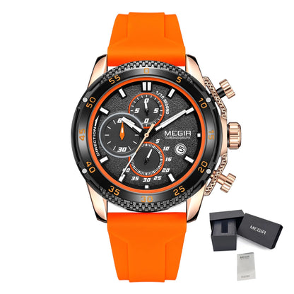 MEGIR Mens' Watches Luxury Fashion Military Sport Watch for Man Waterproof Luminous Silicone Quartz Wrist Watch Clock 2211