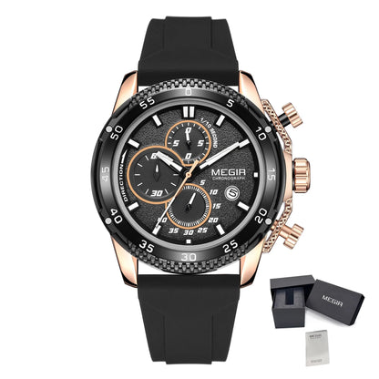 MEGIR Mens' Watches Luxury Fashion Military Sport Watch for Man Waterproof Luminous Silicone Quartz Wrist Watch Clock 2211