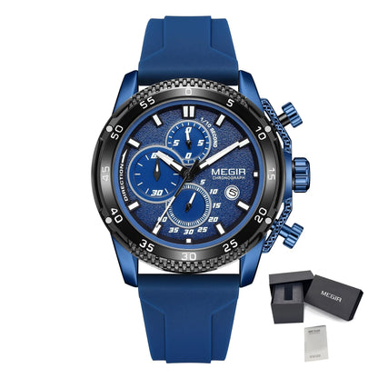 MEGIR Mens' Watches Luxury Fashion Military Sport Watch for Man Waterproof Luminous Silicone Quartz Wrist Watch Clock 2211