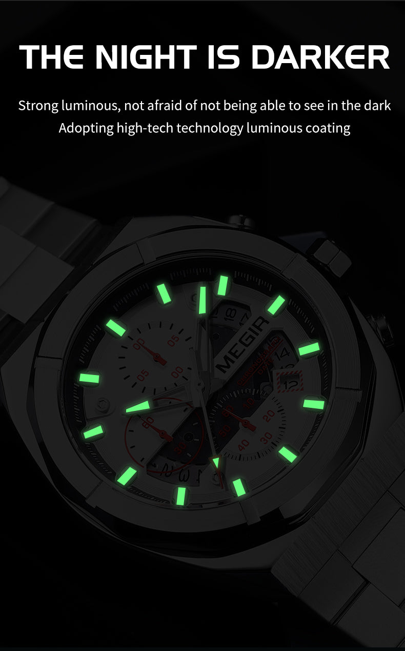 MEGIR New Watch for Men Top Brand Luxury Casual Quartz Wristwatch with Chronograph Waterproof Luminous Auto Date Reloj Hombre