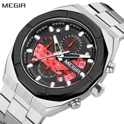 MEGIR New Watch for Men Top Brand Luxury Casual Quartz Wristwatch with Chronograph Waterproof Luminous Auto Date Reloj Hombre
