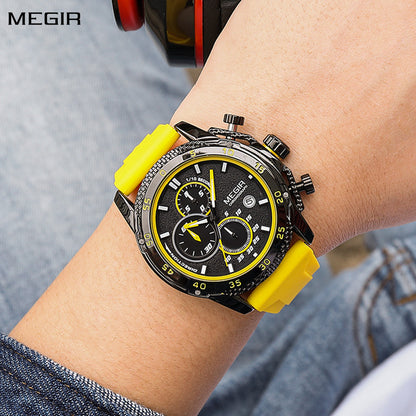 MEGIR Mens' Watches Luxury Fashion Military Sport Watch for Man Waterproof Luminous Silicone Quartz Wrist Watch Clock 2211
