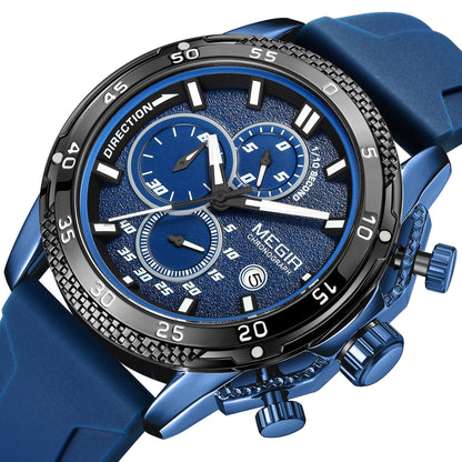 MEGIR Mens' Watches Luxury Fashion Military Sport Watch for Man Waterproof Luminous Silicone Quartz Wrist Watch Clock 2211