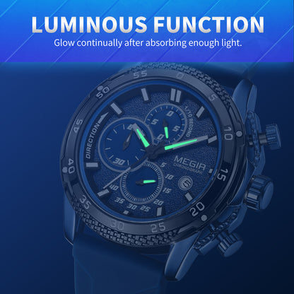 MEGIR Mens' Watches Luxury Fashion Military Sport Watch for Man Waterproof Luminous Silicone Quartz Wrist Watch Clock 2211
