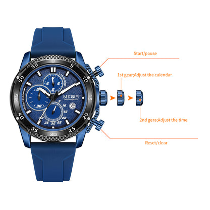 MEGIR Mens' Watches Luxury Fashion Military Sport Watch for Man Waterproof Luminous Silicone Quartz Wrist Watch Clock 2211