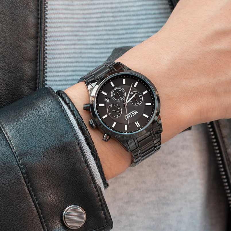 MEGIR Stainless Steel Waterproof Wrist Watches for Men Luminous Chronograph Business Quartz Men's Casual Clock Reloj Hombre