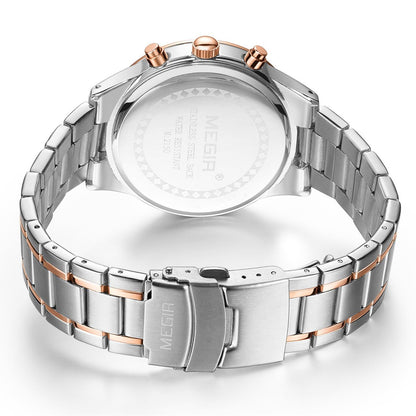 MEGIR Stainless Steel Waterproof Wrist Watches for Men Luminous Chronograph Business Quartz Men's Casual Clock Reloj Hombre