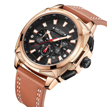 MEGIR Relogio Masculino Watches Men Fashion Leather Band Sports Military Watches Luxury Quartz Business Wristwatch Reloj Hombre