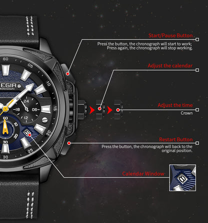 MEGIR Relogio Masculino Watches Men Fashion Leather Band Sports Military Watches Luxury Quartz Business Wristwatch Reloj Hombre