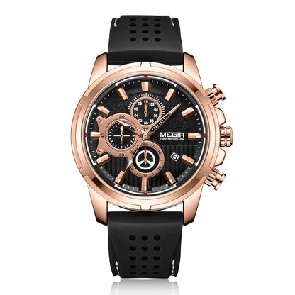 MEGIR Brand Luxury Sport Quartz Watch Silicone Chronograph Men Wristwatches Waterproof Male Calendar Clock Wrist Watch 2101