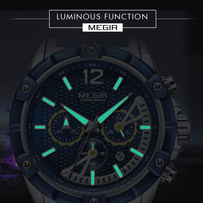 MEGIR Fashion Mens Watches Top Brand Luxury Silicone Sport Military Watch Chronograph Date Waterproof Wristwatch Male Clock 2083