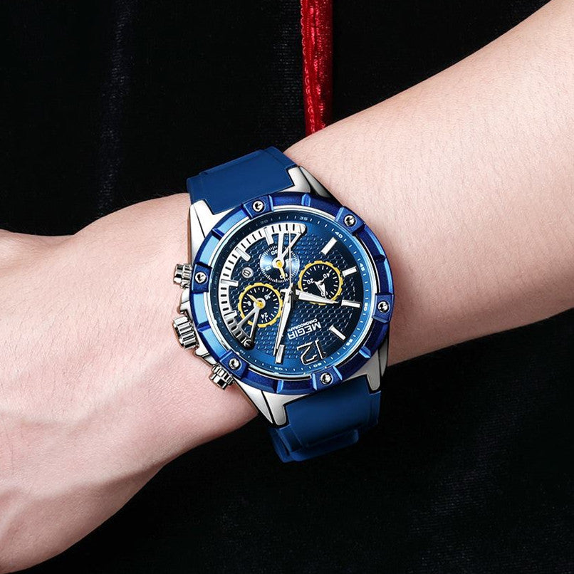 MEGIR Fashion Mens Watches Top Brand Luxury Silicone Sport Military Watch Chronograph Date Waterproof Wristwatch Male Clock 2083