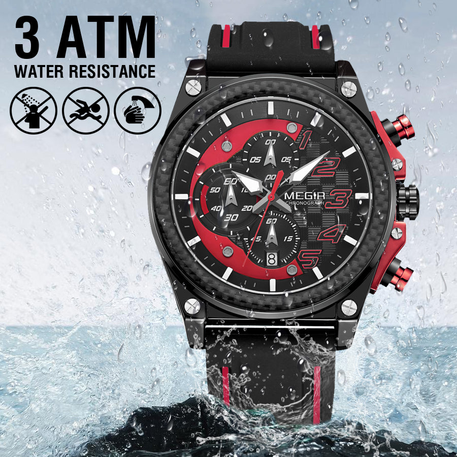 MEGIR Chronograph Sport Watch Men Silicone Military Wrist Watches Waterproof Date Clock Top Brand Quartz Watch Reloj Hombre 2051