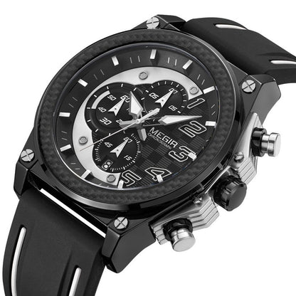 MEGIR Chronograph Sport Watch Men Silicone Military Wrist Watches Waterproof Date Clock Top Brand Quartz Watch Reloj Hombre 2051