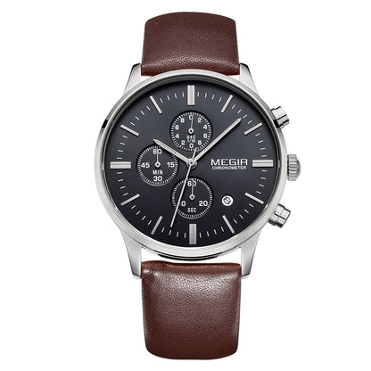 MEGIR Sport Watch for Men Luxury Waterproof Quartz Clock Leather Wristwatch Luminous Military Watches Calendar reloj hombre 2011