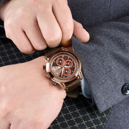 MEGIR Fashion Mens Military Sports Watches Luxury Leather Quartz Business Watch Chronograph Waterproof Luminous Date Wristwatch