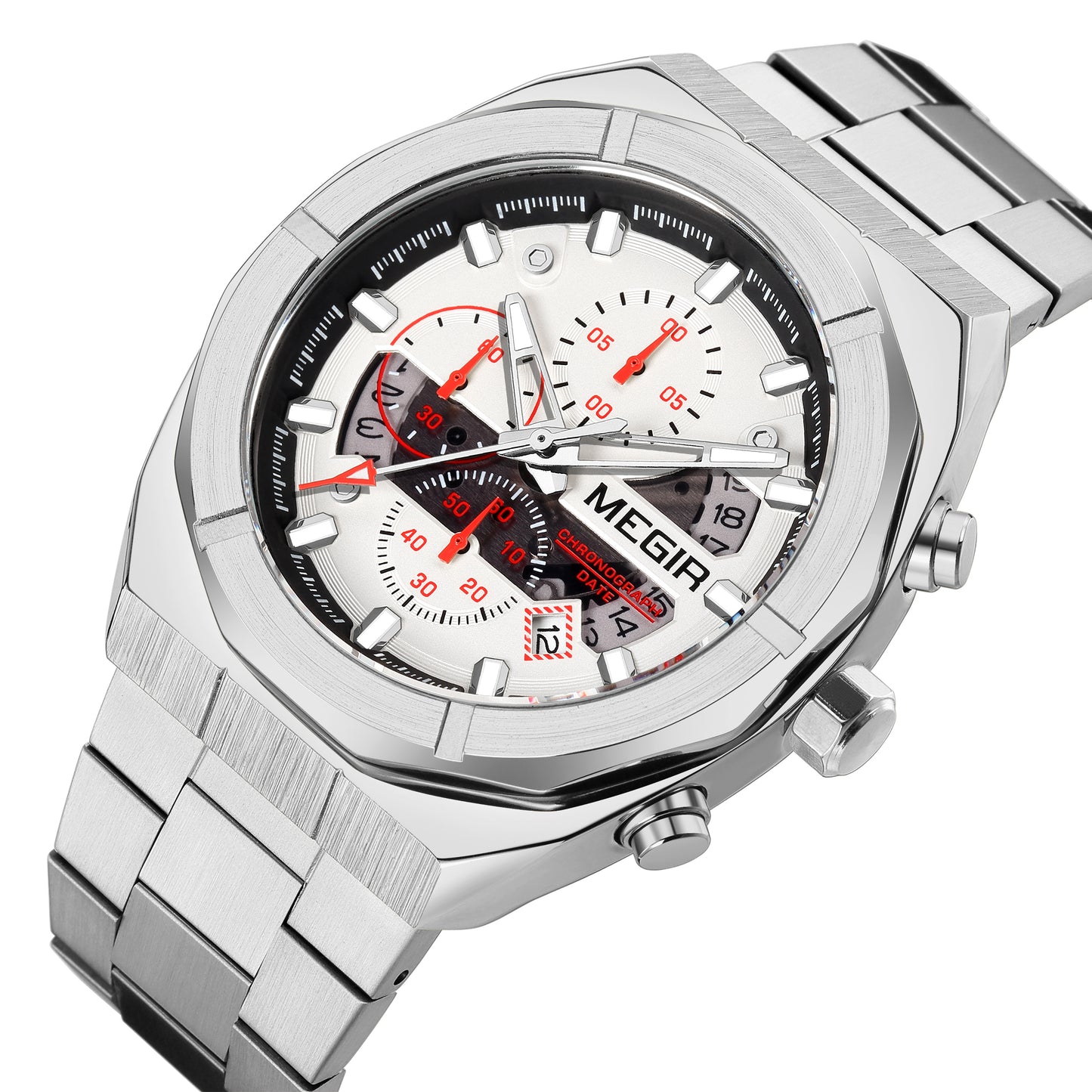 MEGIR New Watch for Men Top Brand Luxury Casual Quartz Wristwatch with Chronograph Waterproof Luminous Auto Date Reloj Hombre