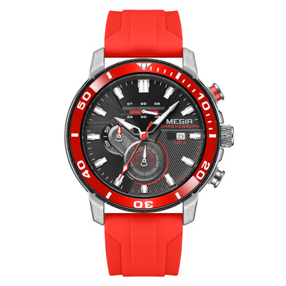 MEGIR Luxury Military Watches for Men Fashion Sport Quartz Wristwatch Waterproof Silicone Band Male Clock Chronograph with Date