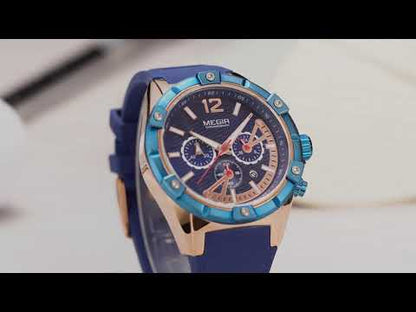 MEGIR Fashion Mens Watches Top Brand Luxury Silicone Sport Military Watch Chronograph Date Waterproof Wristwatch Male Clock 2083
