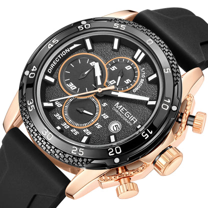 MEGIR Mens' Watches Luxury Fashion Military Sport Watch for Man Waterproof Luminous Silicone Quartz Wrist Watch Clock 2211