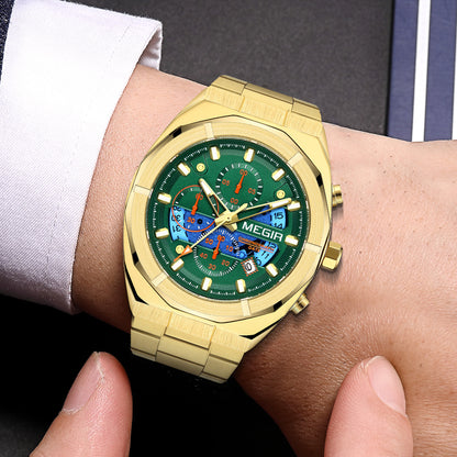 MEGIR New Watch for Men Top Brand Luxury Casual Quartz Wristwatch with Chronograph Waterproof Luminous Auto Date Reloj Hombre