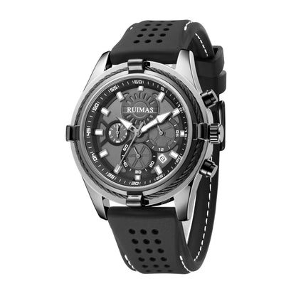 RUIMAS Top Luxury Quartz Wristwatches Men Silicone Large Dial  Military Sports Watches Waterproof Luminous Date Reloj Hombre