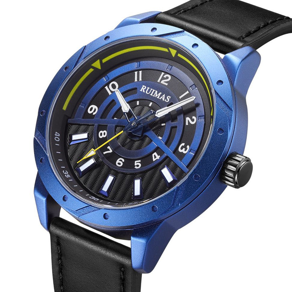 RUIMAS Men Wristwatch Luxury Leather Sports Military Wrist Watches Waterproof Large Dial Casual Quartz Clock Relogio Masculino