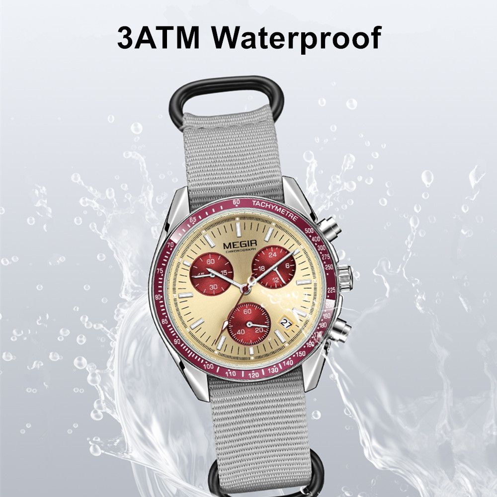 MEGIR Fashion Brand Men Wristwatches Military Sport Watches Canvas Strap Waterproof Chronograph Clock Gift for Men Montre Homme 2247