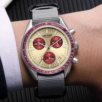 MEGIR Fashion Brand Men Wristwatches Military Sport Watches Canvas Strap Waterproof Chronograph Clock Gift for Men Montre Homme 2247