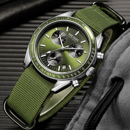 MEGIR Fashion Brand Men Wristwatches Military Sport Watches Canvas Strap Waterproof Chronograph Clock Gift for Men Montre Homme 2247