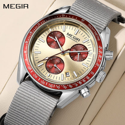 MEGIR Fashion Brand Men Wristwatches Military Sport Watches Canvas Strap Waterproof Chronograph Clock Gift for Men Montre Homme 2247