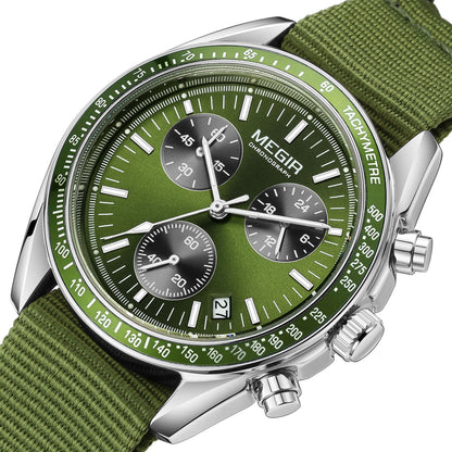MEGIR Fashion Brand Men Wristwatches Military Sport Watches Canvas Strap Waterproof Chronograph Clock Gift for Men Montre Homme 2247