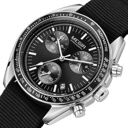 MEGIR Fashion Brand Men Wristwatches Military Sport Watches Canvas Strap Waterproof Chronograph Clock Gift for Men Montre Homme 2247