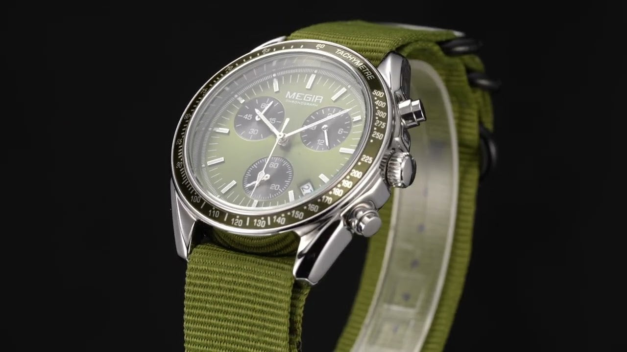 MEGIR Fashion Brand Men Wristwatches Military Sport Watches Canvas Strap Waterproof Chronograph Clock Gift for Men Montre Homme 2247