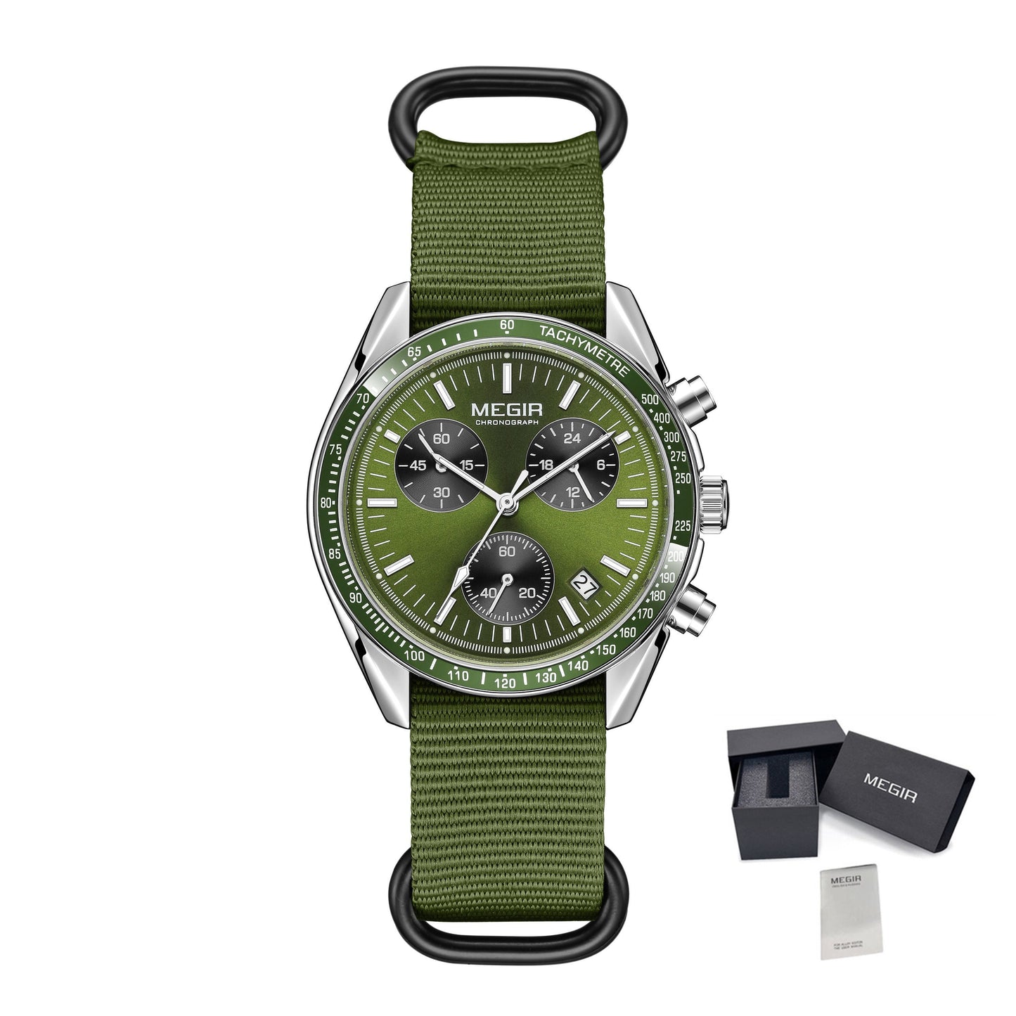 MEGIR Fashion Brand Men Wristwatches Military Sport Watches Canvas Strap Waterproof Chronograph Clock Gift for Men Montre Homme 2247