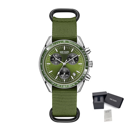 MEGIR Fashion Brand Men Wristwatches Military Sport Watches Canvas Strap Waterproof Chronograph Clock Gift for Men Montre Homme 2247